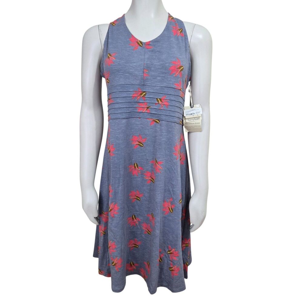 Horny Toad Knit Dress Size L Floral convertible straps Tencel/Organic Cotton NEW